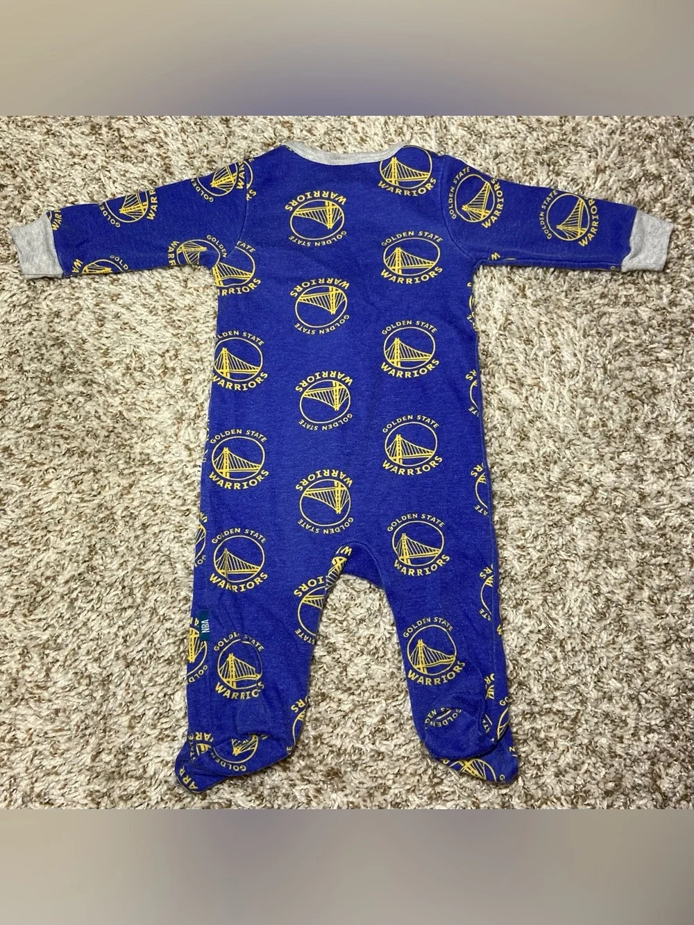 GOLDEN STATE WARRIORS Baby Zip Up Blue Onesie Size 0-3M